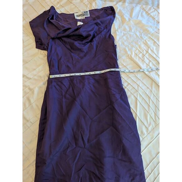 l'ogan purple silk cowl neck asymmetrical flutter sleeve silk dress sz m nwt - Picture 8 of 8